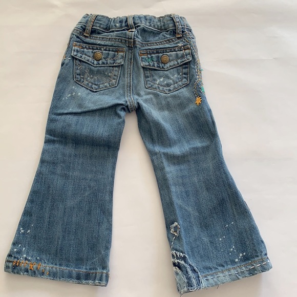 Gap Kids Embroidered Stars Rainbow Boho Flare Jeans Size 3 - Picture 8 of 9